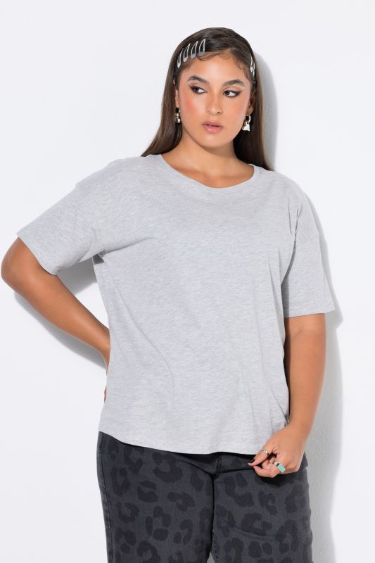 Round Neck Short Sleeve Relaxed Fit Cotton Tee