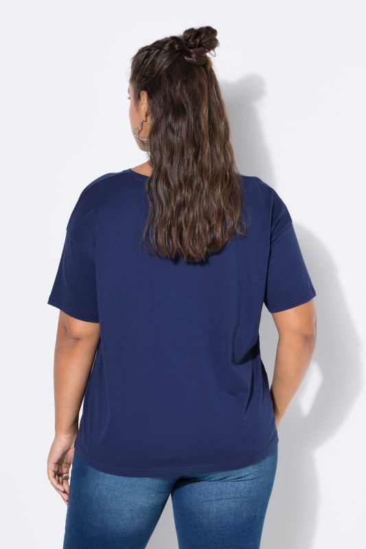 Round Neck Short Sleeve Relaxed Fit Cotton Tee