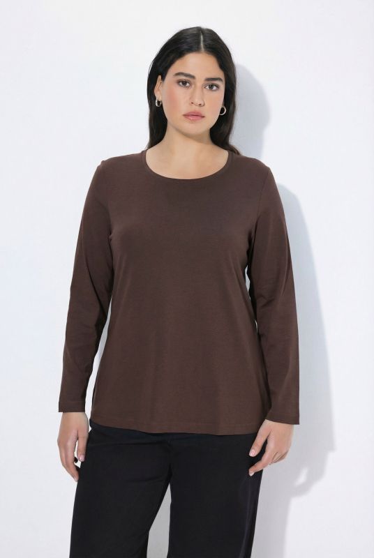 Basic Round Neck Long Sleeve Slim Fit Cotton Tee