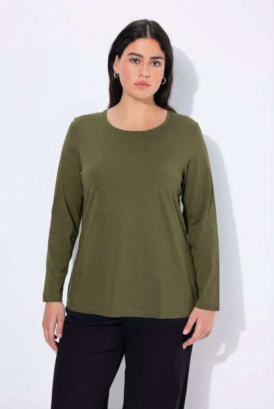 Basic Round Neck Long Sleeve Slim Fit Cotton Tee