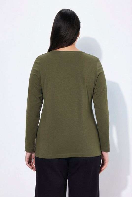 Basic Round Neck Long Sleeve Slim Fit Cotton Tee