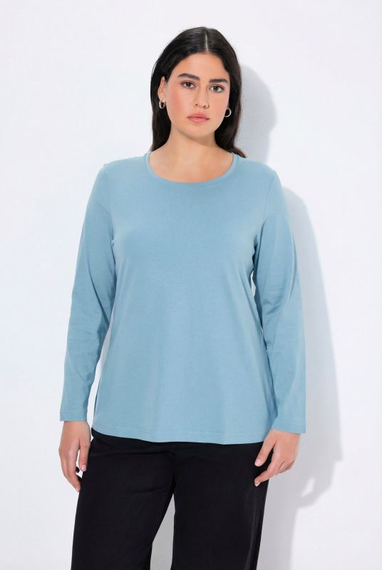 Basic Round Neck Long Sleeve Slim Fit Cotton Tee