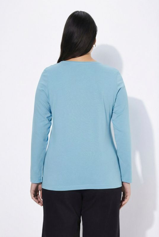 Basic Round Neck Long Sleeve Slim Fit Cotton Tee