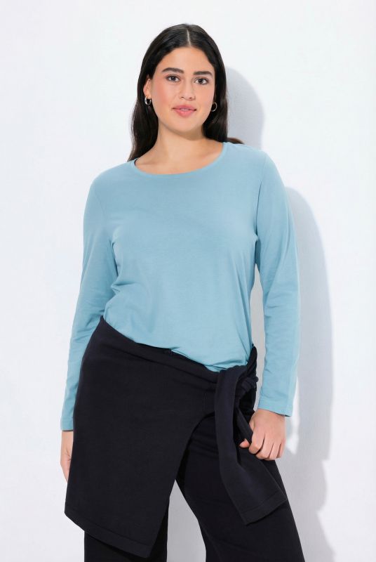 Basic Round Neck Long Sleeve Slim Fit Cotton Tee