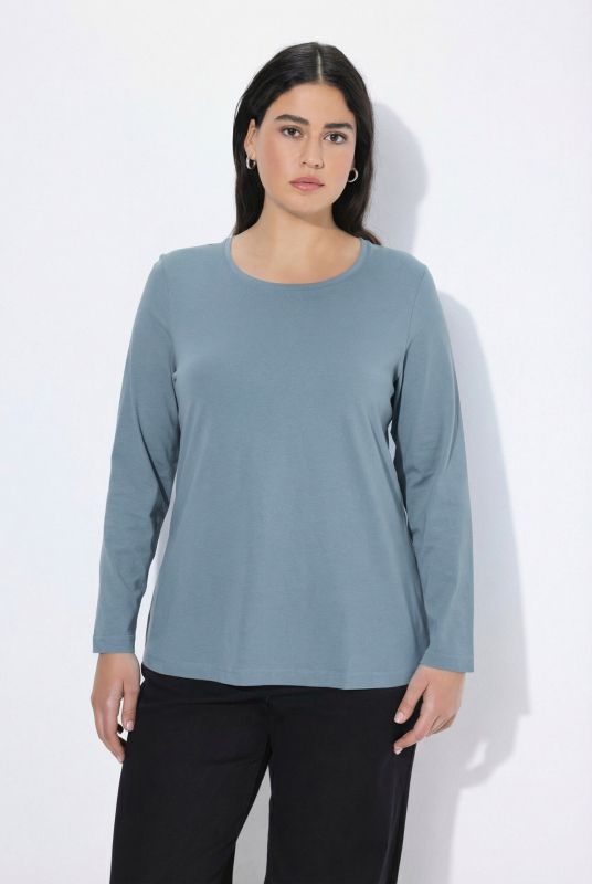 Basic Round Neck Long Sleeve Slim Fit Cotton Tee