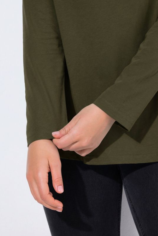 V-Neck Long Sleeves Slim Fit Cotton Knit Tee