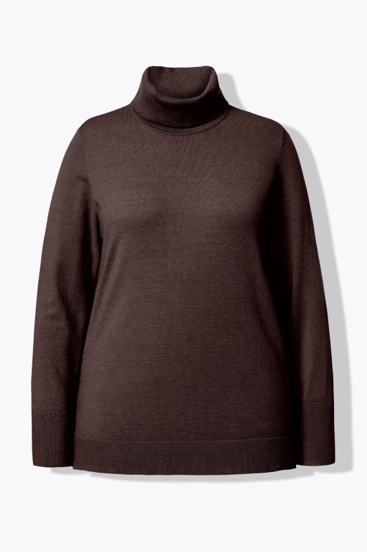 Turtleneck Ribbed Trim Long Sleeve Sweater