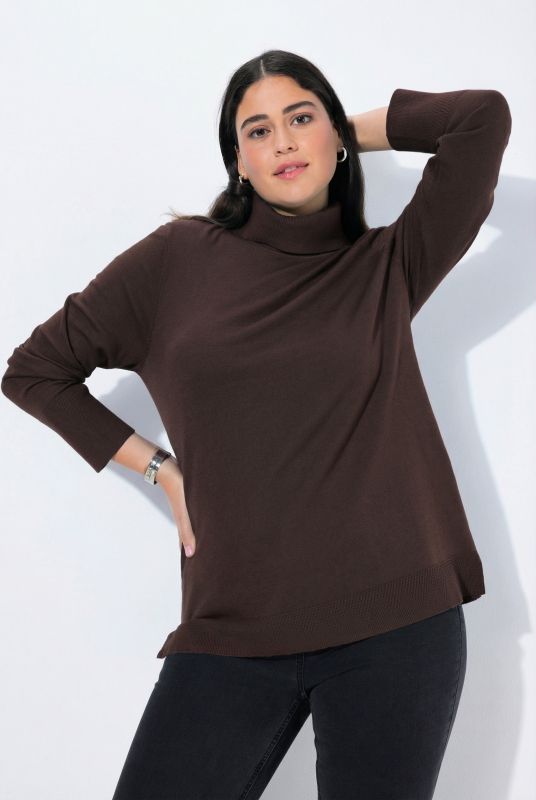 Turtleneck Ribbed Trim Long Sleeve Sweater