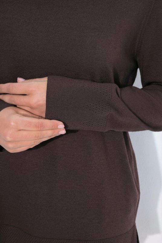 Turtleneck Ribbed Trim Long Sleeve Sweater