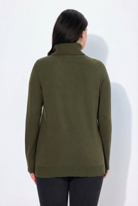 Turtleneck Ribbed Trim Long Sleeve Sweater