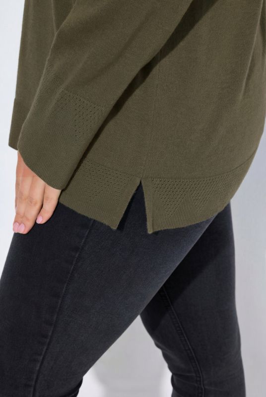 Turtleneck Ribbed Trim Long Sleeve Sweater