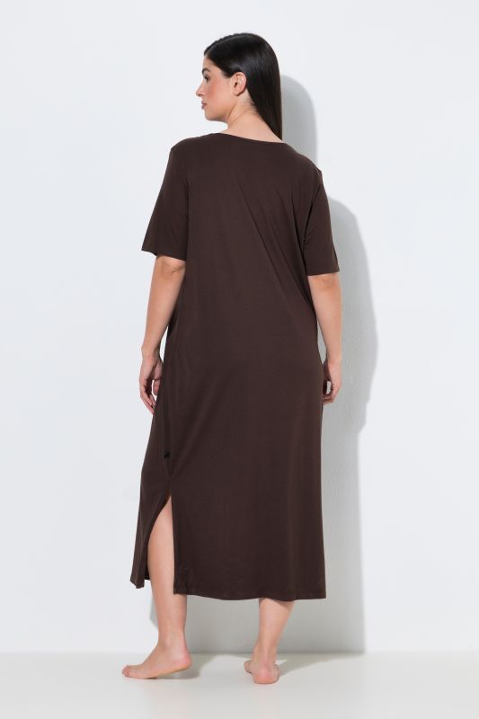 Eyelet Trim V-Neck Super Soft Cotton Blend Nightgown