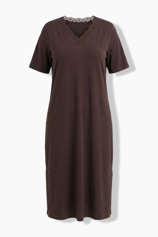 Eyelet Trim V-Neck Super Soft Cotton Blend Nightgown