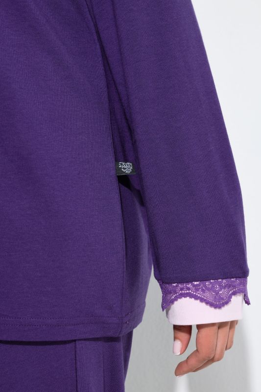 Lace Hem Super Soft Cotton Blend Knit Pajama Set