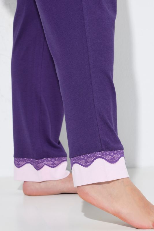 Lace Hem Super Soft Cotton Blend Knit Pajama Set