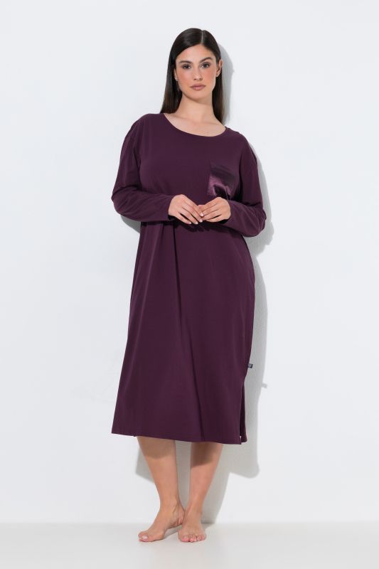 Satin Pocket Long Sleeve Nightgown