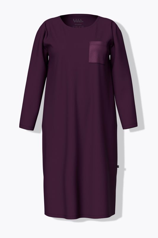 Satin Pocket Long Sleeve Nightgown