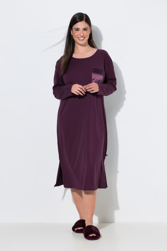 Satin Pocket Long Sleeve Nightgown