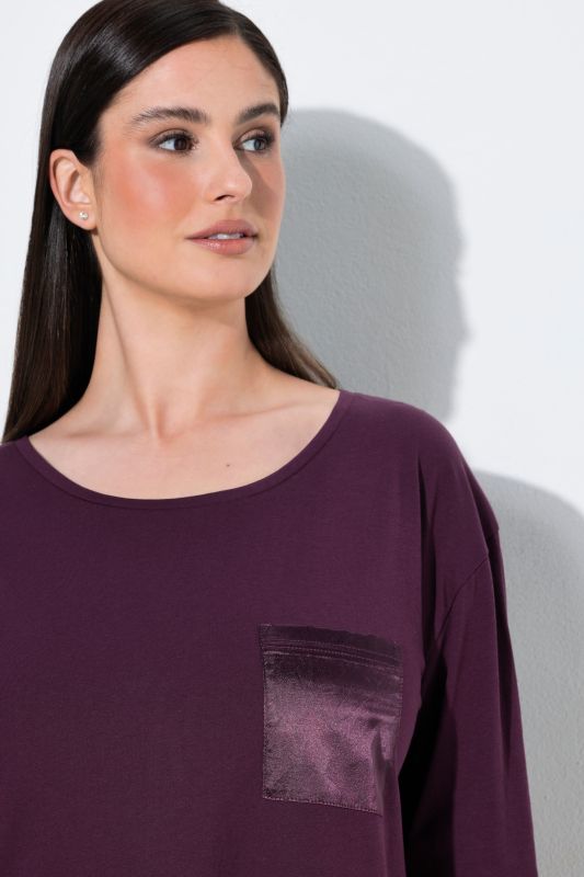 Satin Pocket Long Sleeve Nightgown
