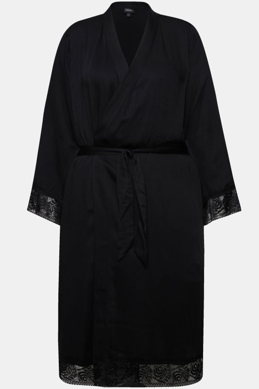 TRUYOU Lace Trim Kimono Bathrobe