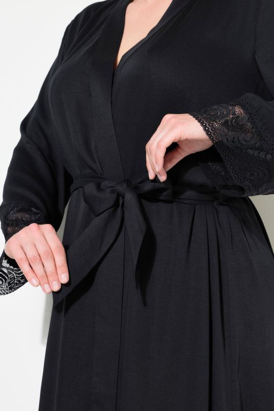 TRUYOU Lace Trim Kimono Bathrobe