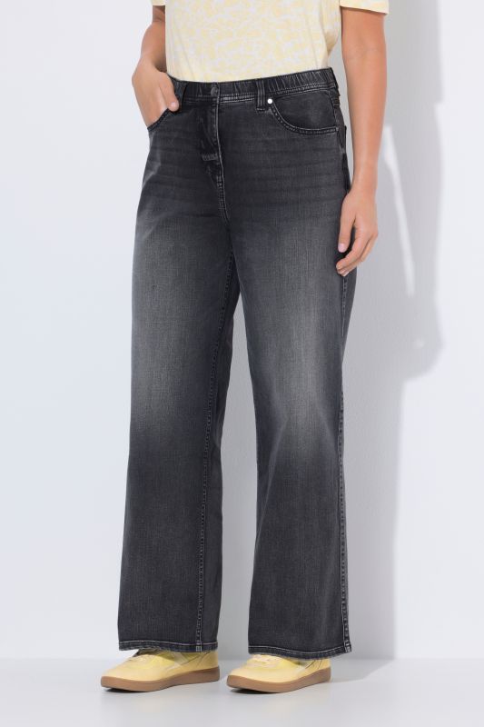 Wide Leg Stonewash Stretch Fit Jeans
