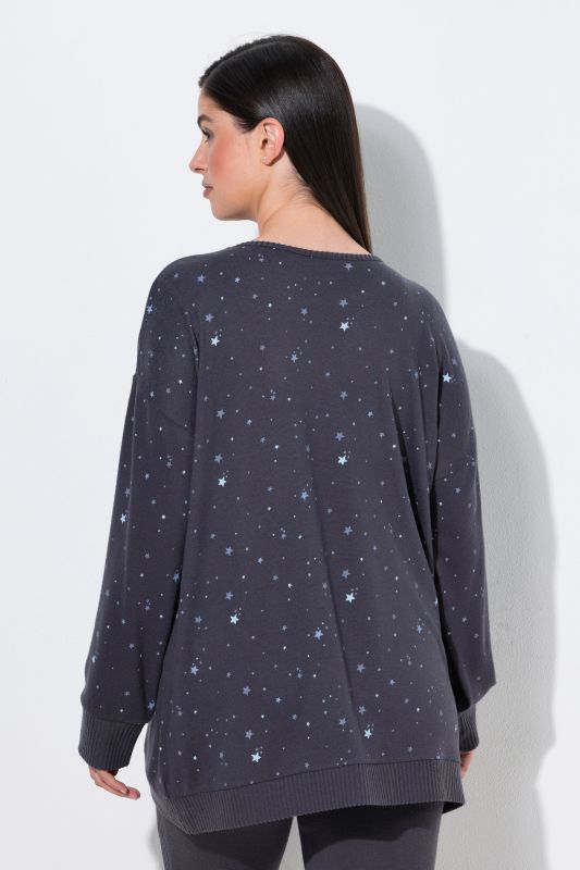 Star Print Wrap Look Lounge Sweater