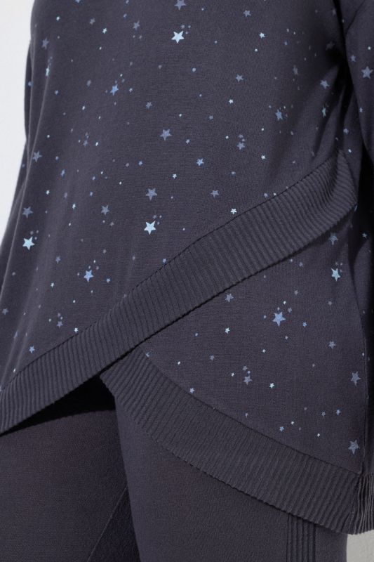 Star Print Wrap Look Lounge Sweater