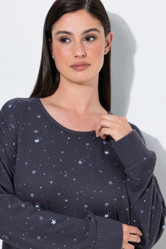 Star Print Wrap Look Lounge Sweater