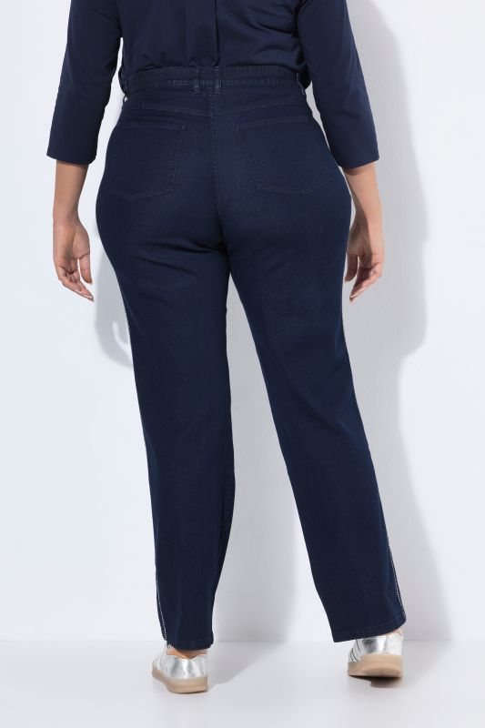 Rhinestone Striped Stretch-Fit Jeans