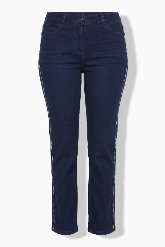 Rhinestone Striped Stretch-Fit Jeans