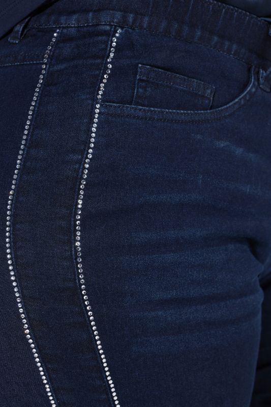 Rhinestone Striped Stretch-Fit Jeans