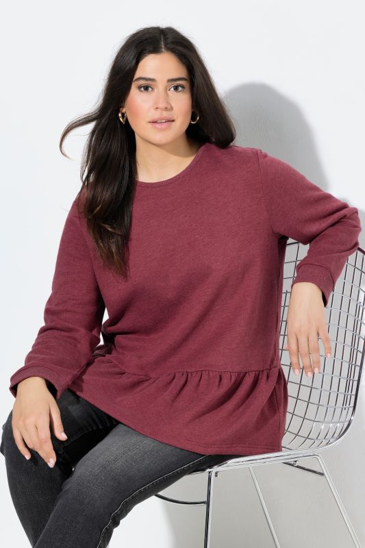 Flounce Hem Long Sleeve Sweatshirt