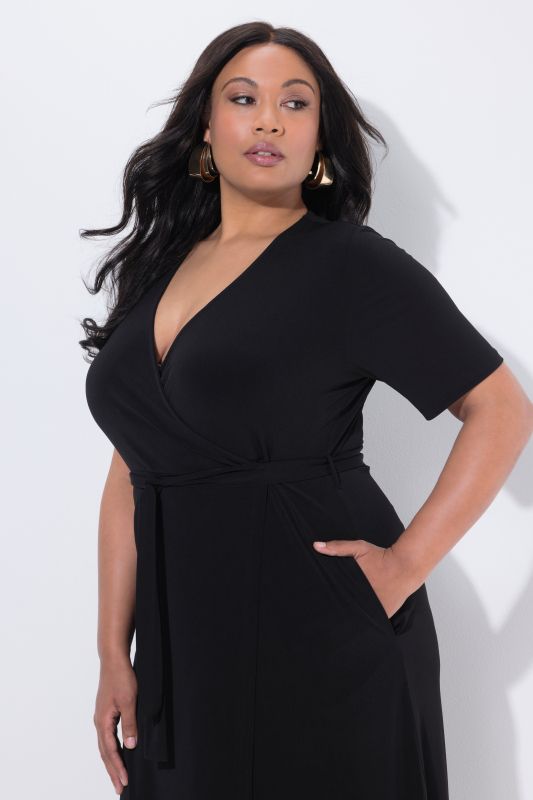 Matte Jersey A-Line Pocket Wrap Dress