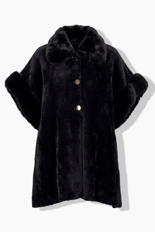 Faux Fur 3/4 Sleeve Cape