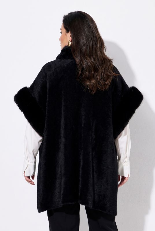Faux Fur 3/4 Sleeve Cape