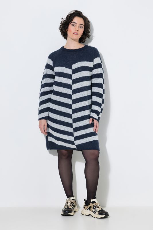 Split Stripe Long Sleeve Sweater Dress