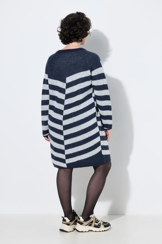 Split Stripe Long Sleeve Sweater Dress