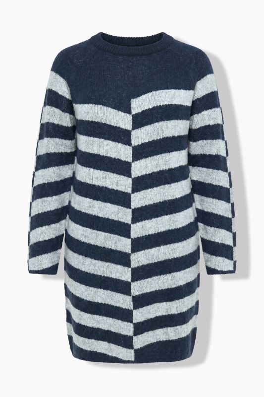 Split Stripe Long Sleeve Sweater Dress