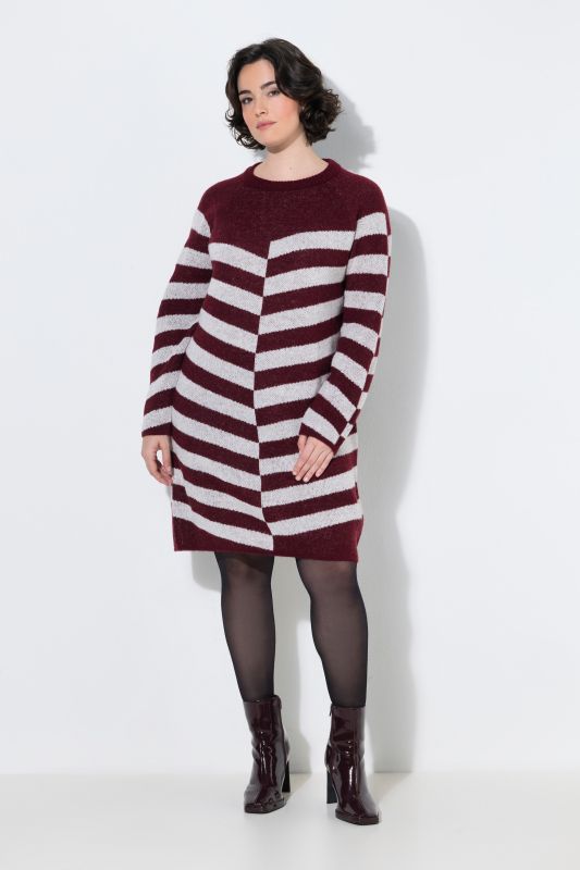 Split Stripe Long Sleeve Sweater Dress