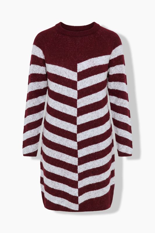 Split Stripe Long Sleeve Sweater Dress