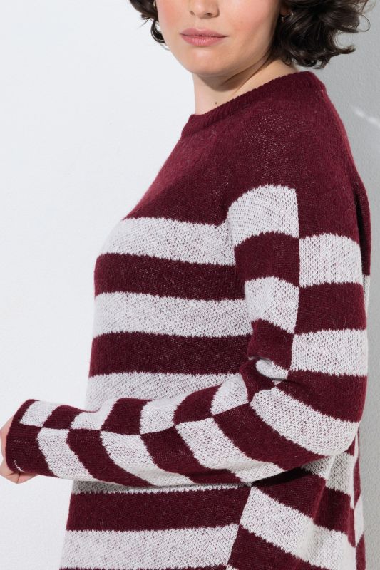 Split Stripe Long Sleeve Sweater Dress