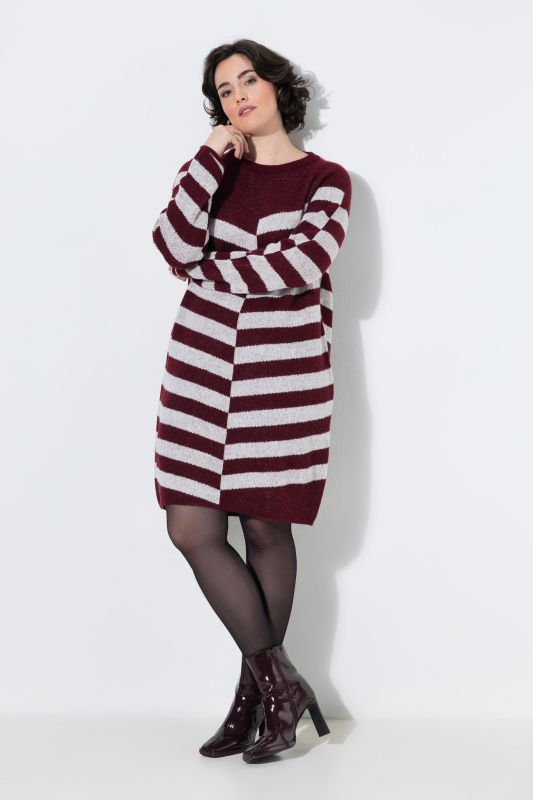 Split Stripe Long Sleeve Sweater Dress