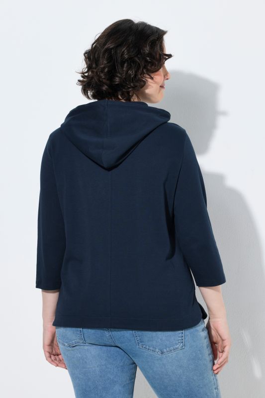 Textured Lettering 3/4 Sleeve Hoodie
