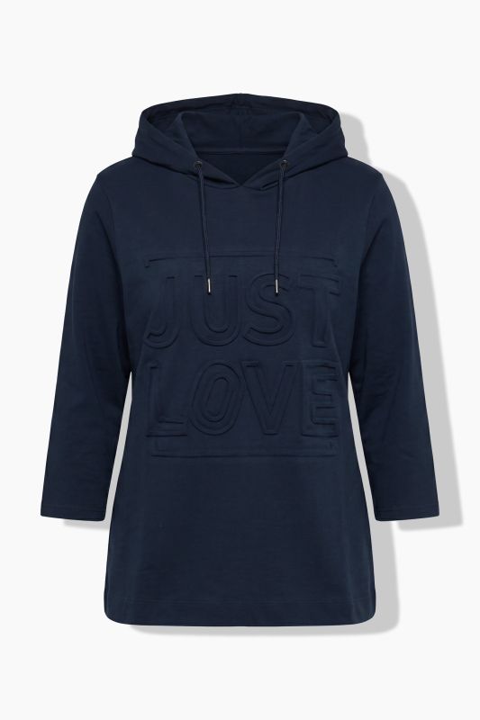 Textured Lettering 3/4 Sleeve Hoodie