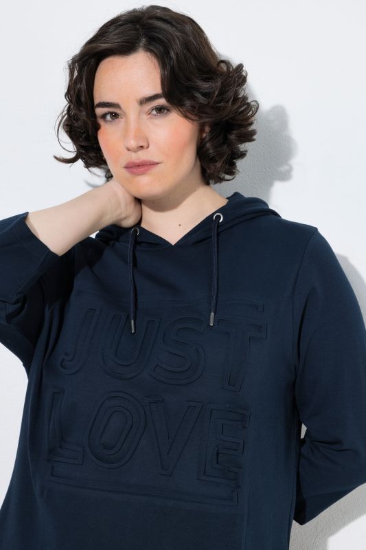 Textured Lettering 3/4 Sleeve Hoodie