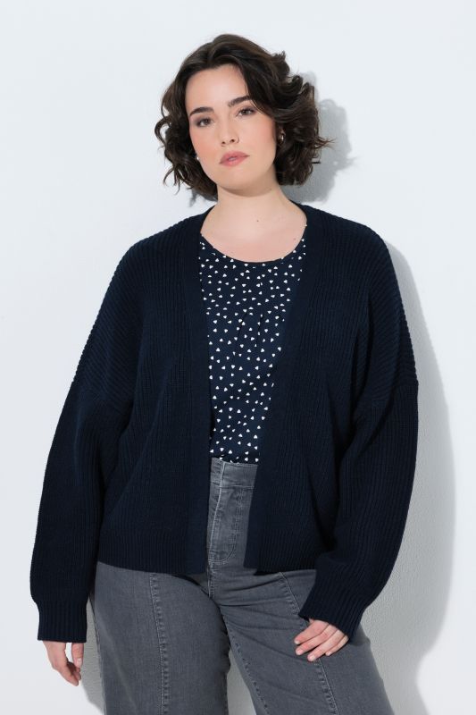 Open Shape Ribbed Knit Cardigan