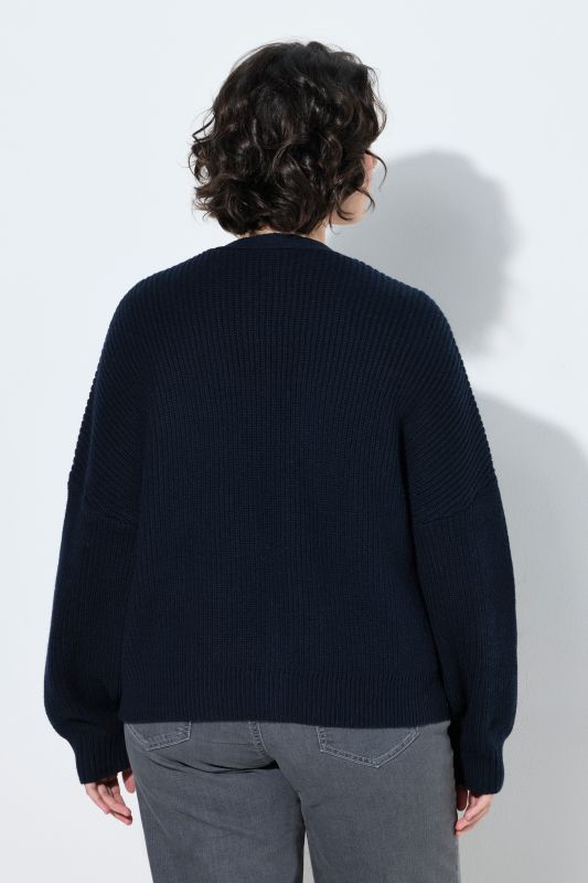 Open Shape Ribbed Knit Cardigan