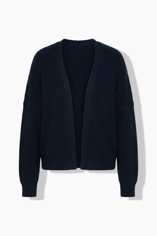 Open Shape Ribbed Knit Cardigan