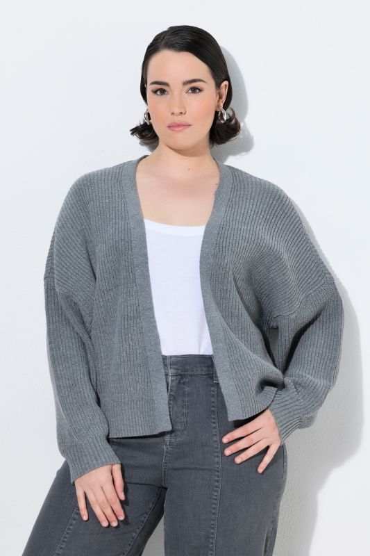Open Shape Ribbed Knit Cardigan
